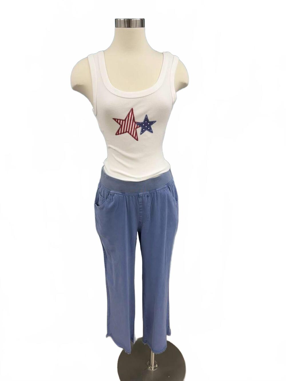NEW XCVI women's casual linen pant in blue